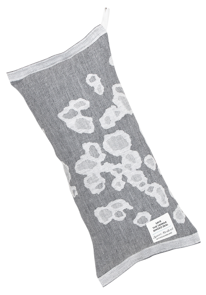 Coussin de sauna SAIMAANNORPPA 20x46cm gris-blanche en lin-coton- Lapuan Kankurit