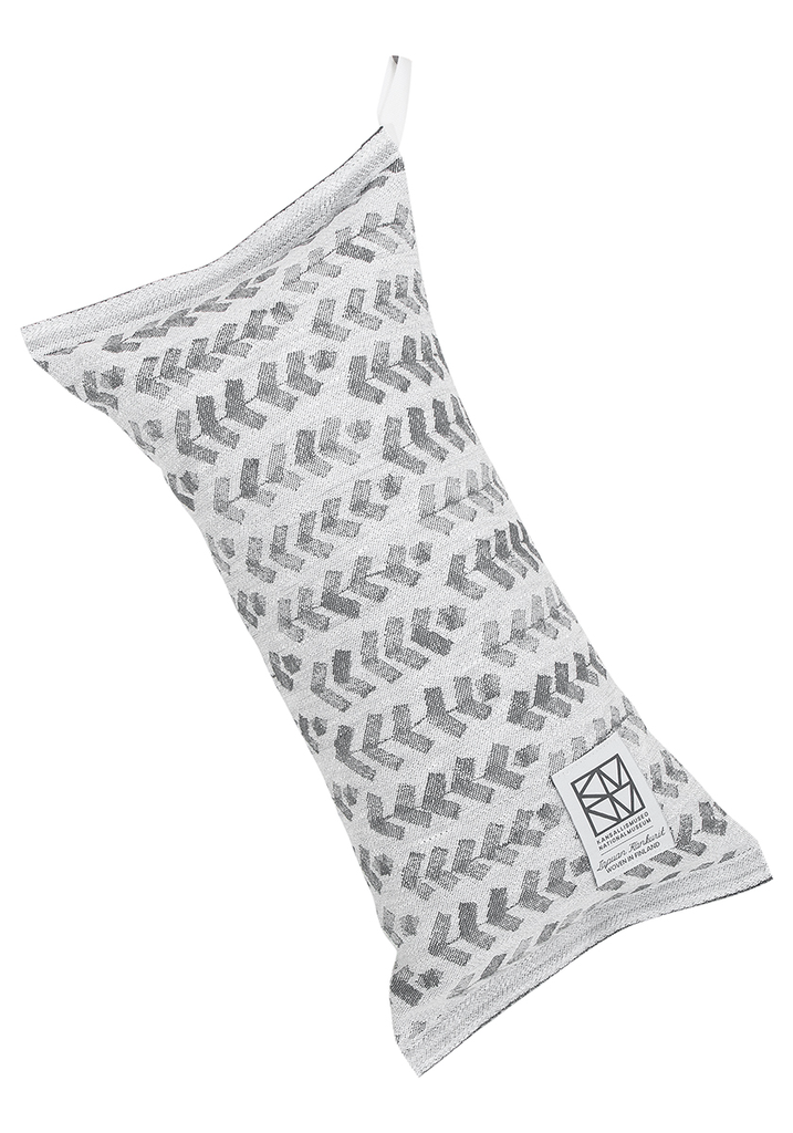 Coussin de sauna RUUSU x  HVITTRÄSK gris-blanc en lin-coton- Lapuan Kankurit