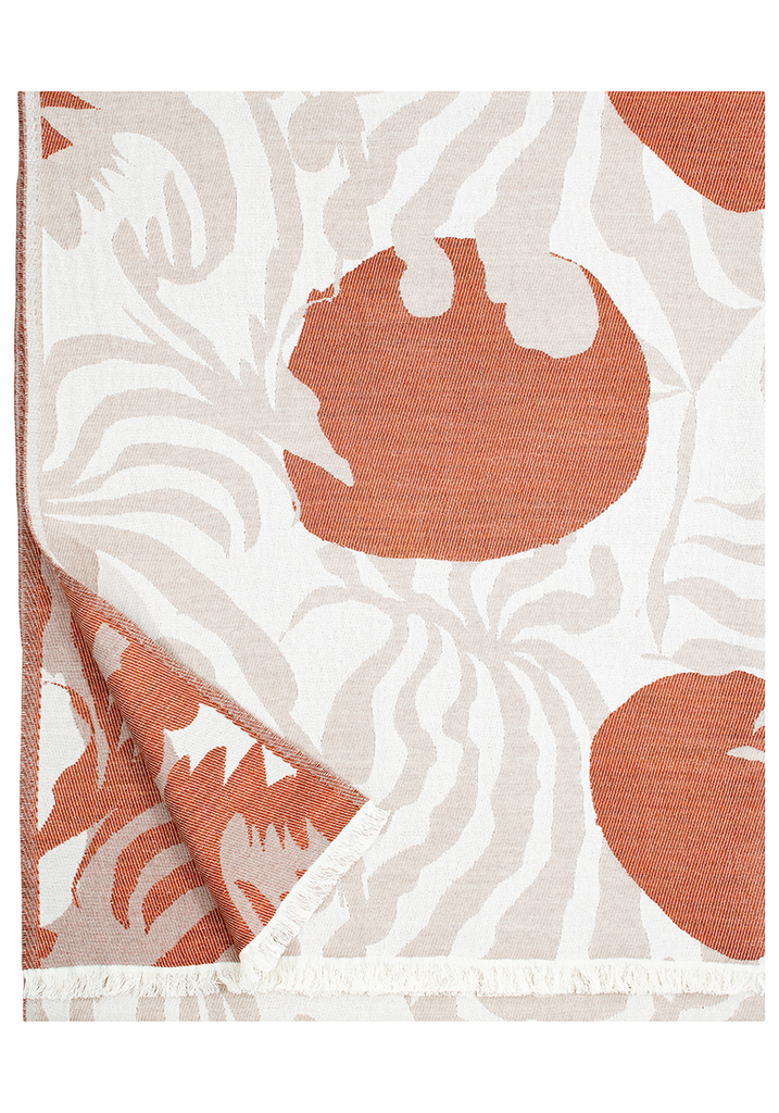[SKU_LK101848] Blanket KUUTAMO 135x180cm in cotton-merino - Lapuan Kankurit (Beige-cinnamon)