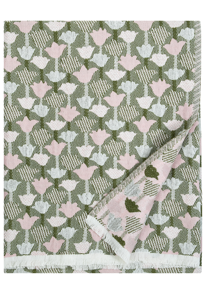 [SKU_LK30773] Deken TULPPAANI 130x180cm met franjes in merino-linnen- Lapuan Kankurit (Kaneel-blauw)