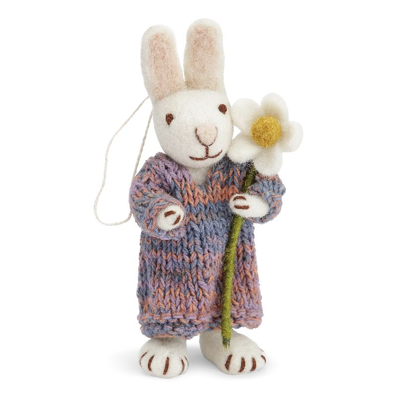 [SKU_GS20813] Lapin blanc en robe colorée et marguerite - G&S