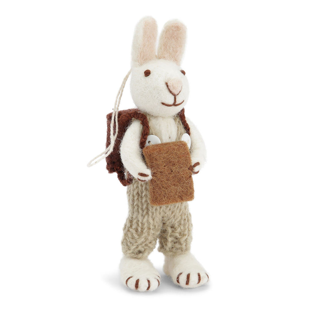 [SKU_GS21313] Lapin blanc en pantalon vert et livre - G&S