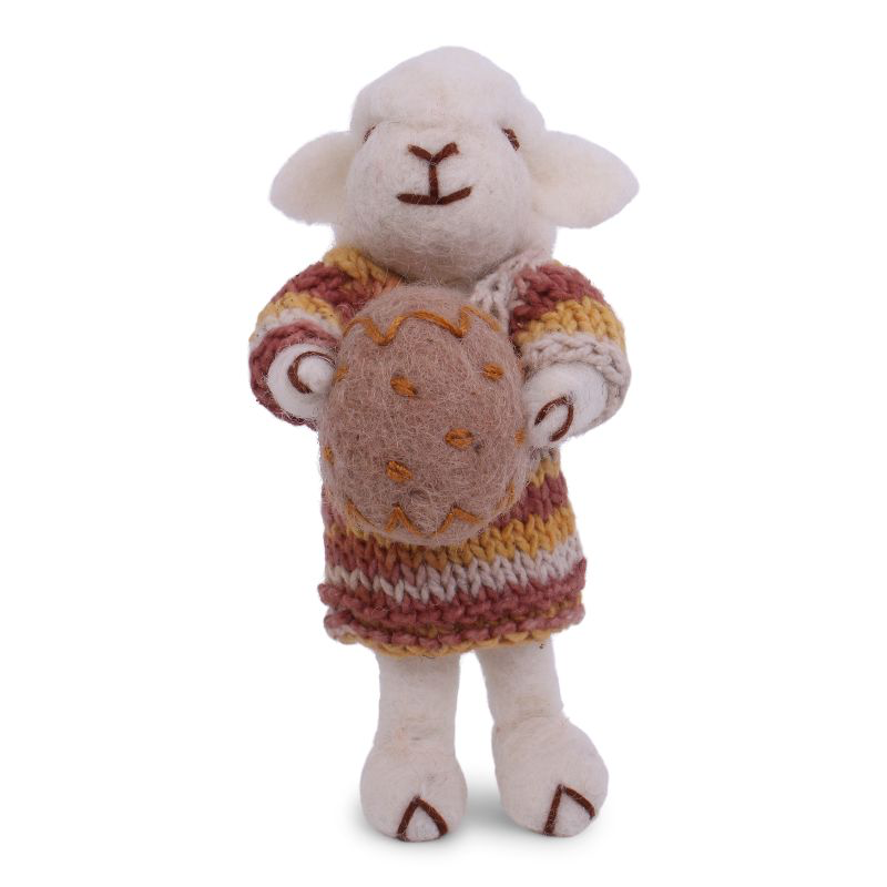 [SKU_GS20414] Wit schaap met multikleuren jurk en ei - G&S