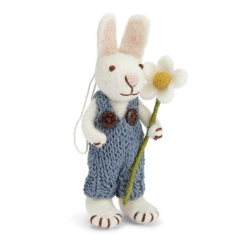 [SKU_GS20913] Lapin blanc en salopette bleue et marguerite - G&S