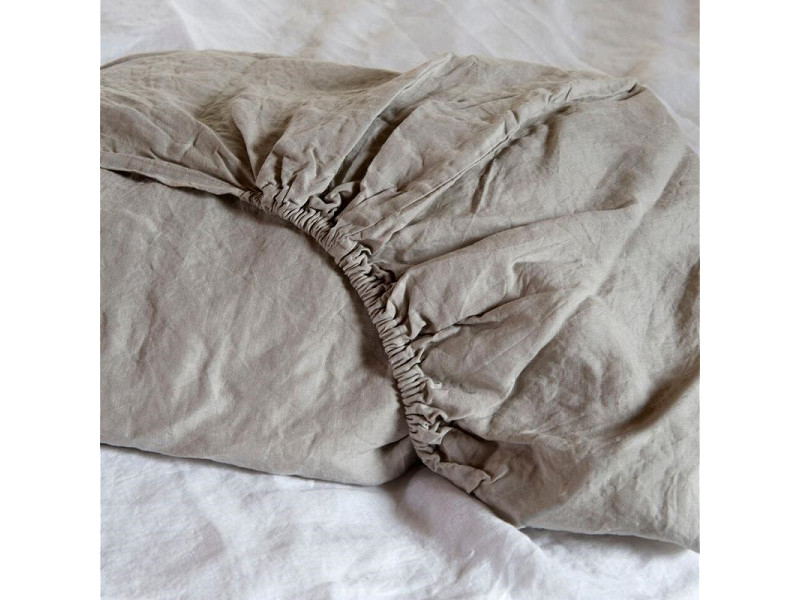 Fitted sheet MAXIME  100% linen - 168gsm (160x200x35cm, Sand)