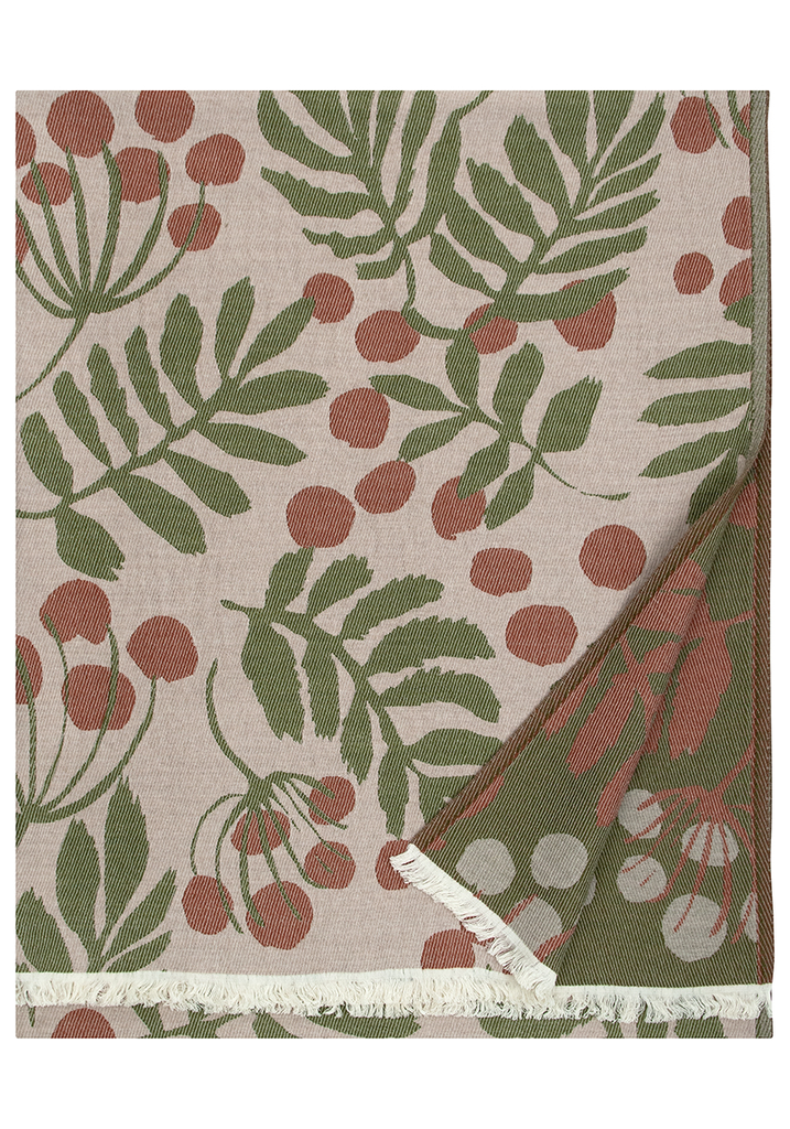 Deken PIHAPUU 135x180cm in katoen-merino- Lapuan Kankurit (Beige-cinnamon-olive)