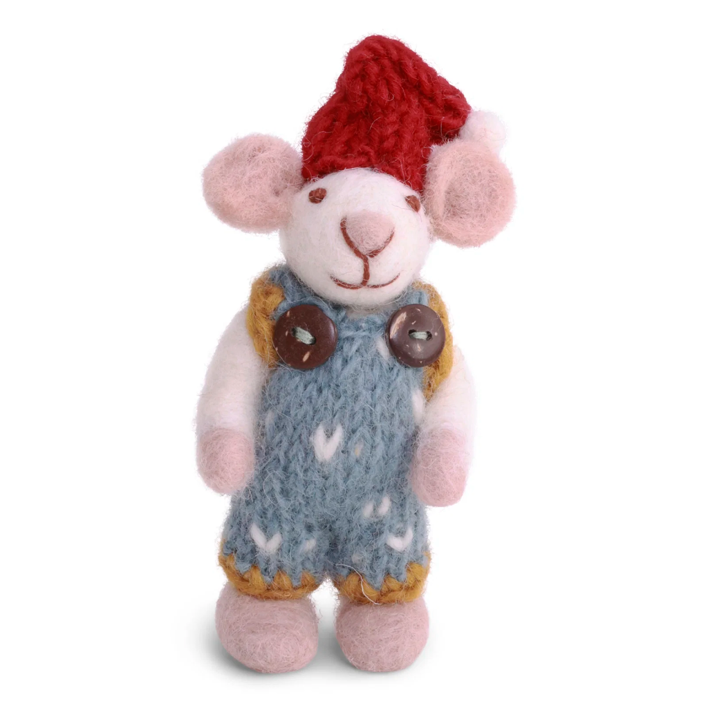Mini witte muis met gebreide salopette - G&S