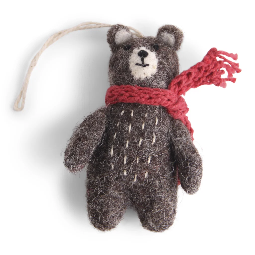 Mini bear grey with red scarf - G&S