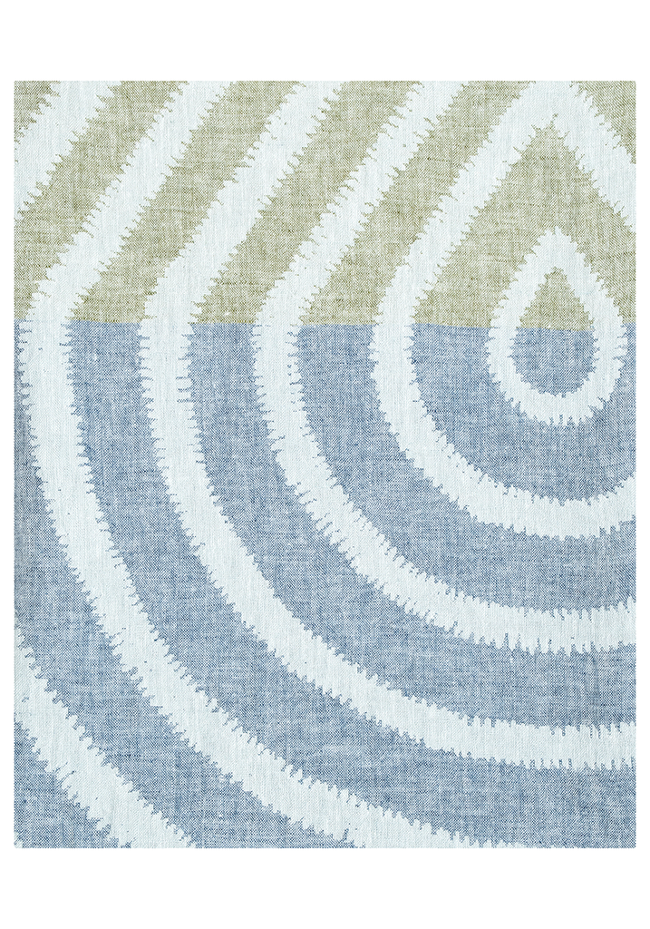 [SKU_LK68404] Nappe/Couvre-lit METSÄLAMPI 145x200cm en 100% lin lavé- Lapuan Kankurit (White-green-rainy blue)