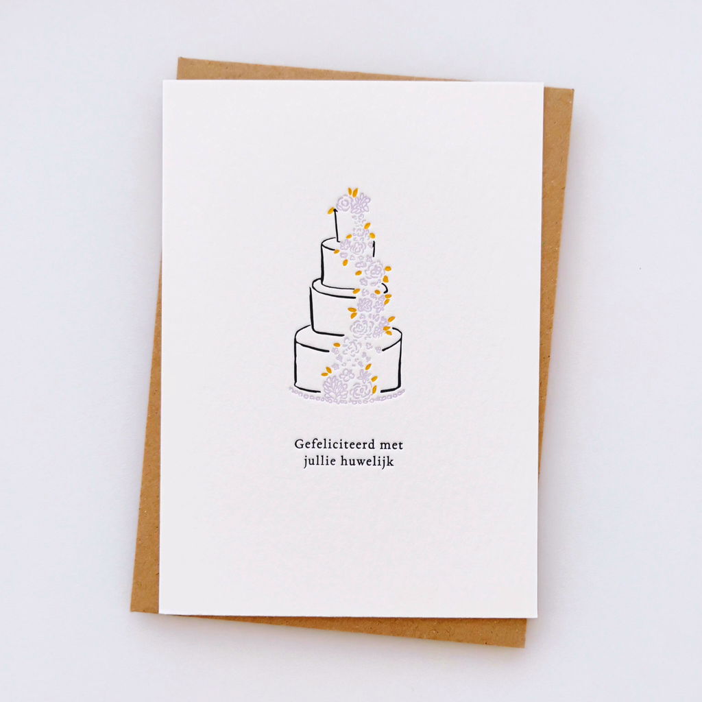 Carte - Gateau de mariage "gefeliciteerd met jullie huwelijk" - Presspapier