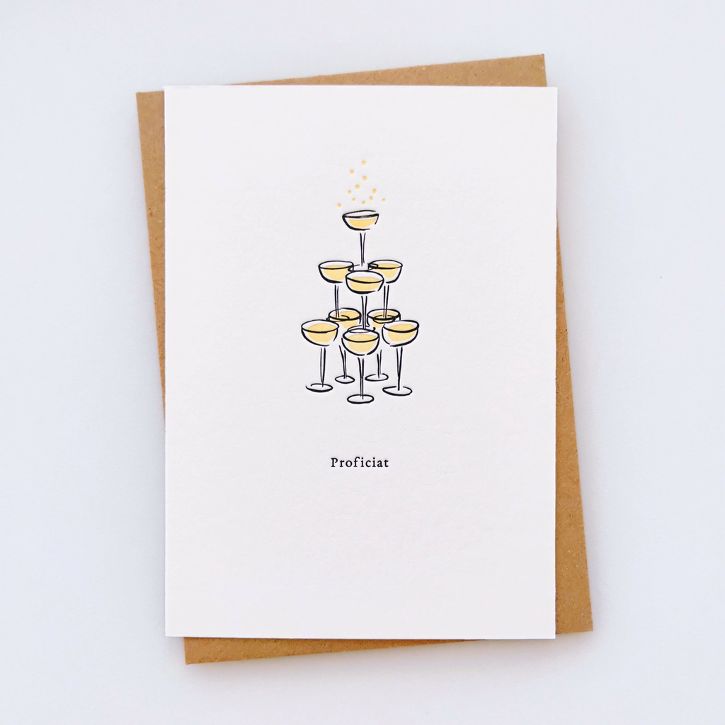 Card - Champagne glasses "proficiat" - Presspapier