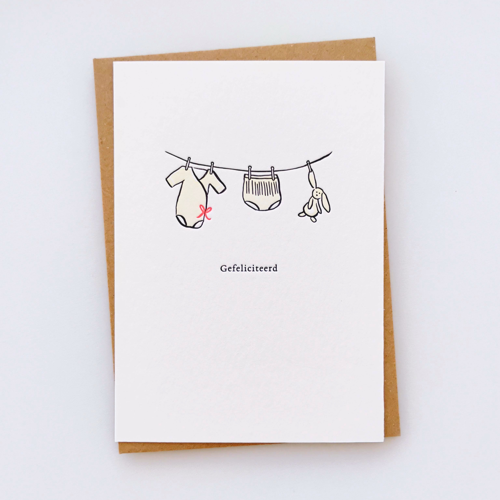 Card - Clothesline "gefeliciteerd" - Presspapier