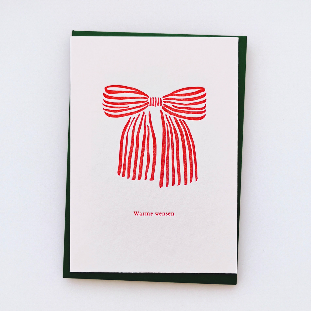 Card - Big bow "warme wensen" - Presspapier