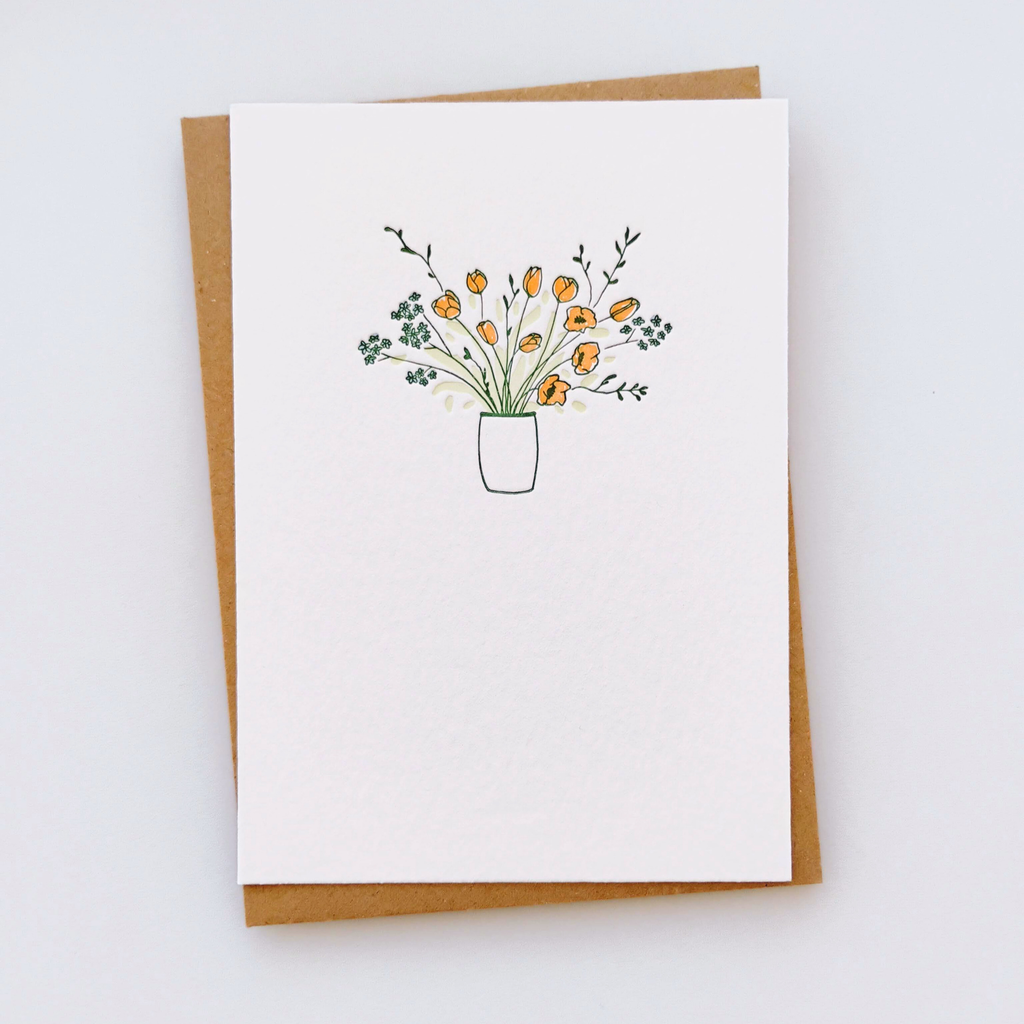 Carte - Fleurs dans un vase - Presspapier