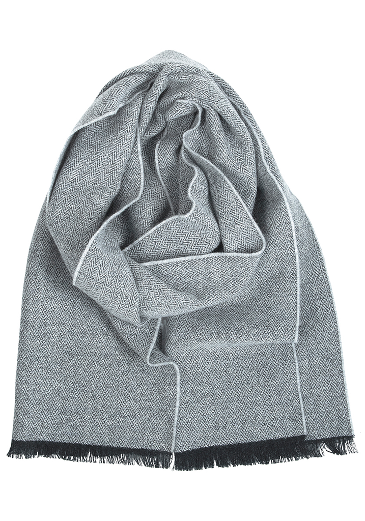 [SKU_LK100751] Scarf HANKI 35x180cm with fringes in 100% merino - Lapuan Kankurit (Grey)