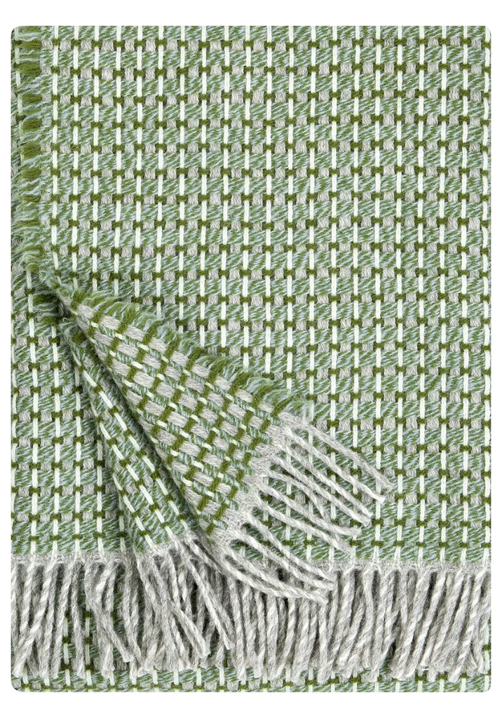 [SKU_LK103274] Blanket HAVAS 140x180cm with fringes in 100% Fins wool- Lapuan Kankurit (Olive)