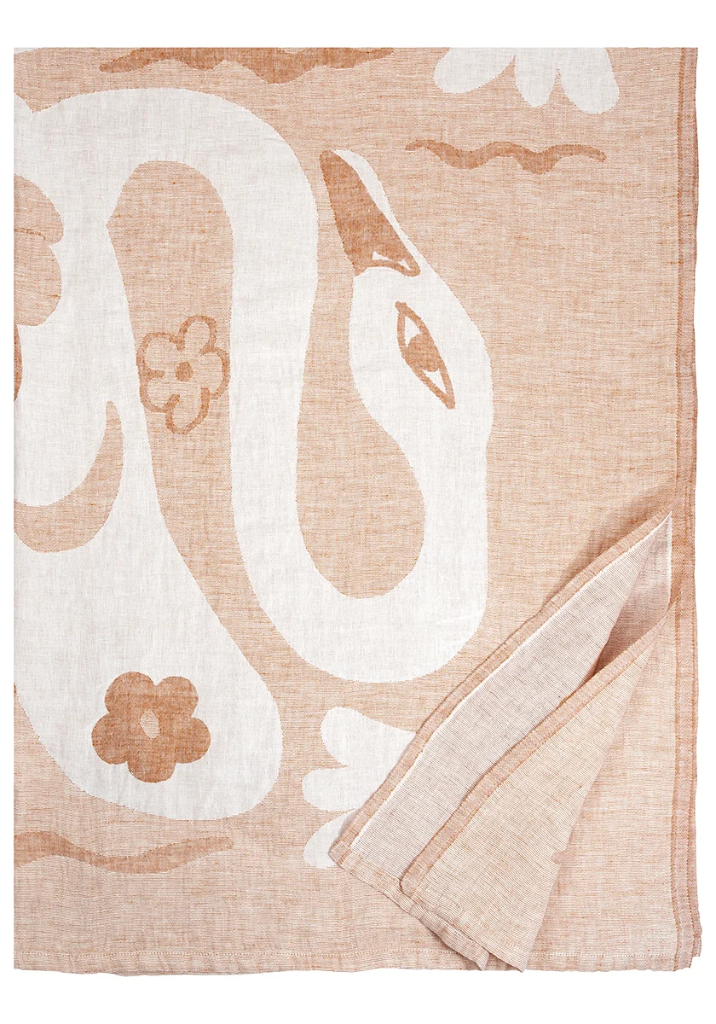 [SKU_LK29684] Tafellinnen/Sprei KAKSIN 145x200cm in 100% gewassen linnen- Lapuan Kankurit (Wit-kaneel)
